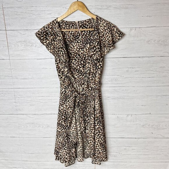 Free People Dress Womens Size S/P French Quarter Wrap Leopard Cheetah Mini Wrap - Picture 1 of 16